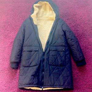 Sherpa lined, quilted winter jacket